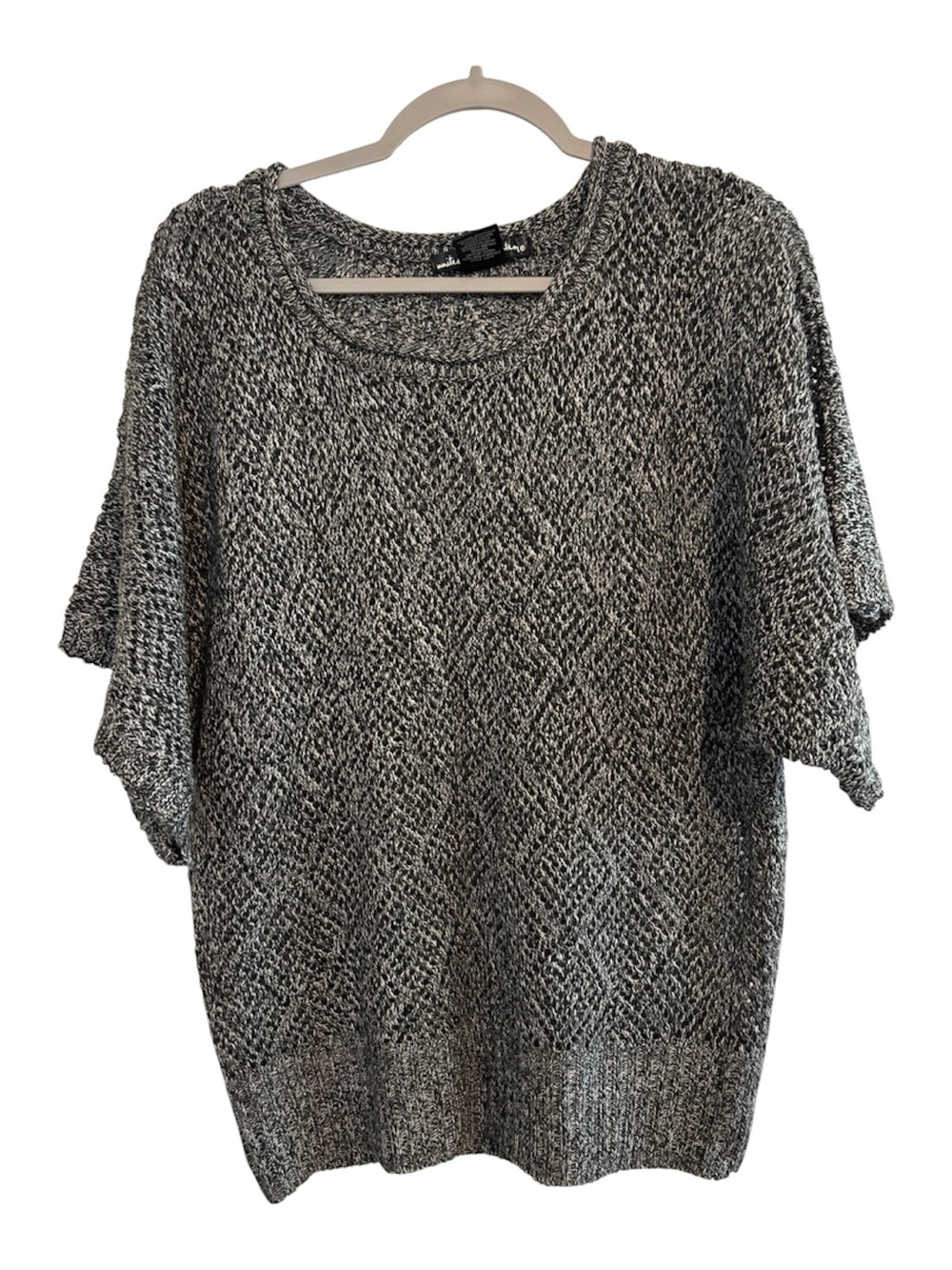 Large United States Sweaters Short-Sleeve Knit Sweater Black White